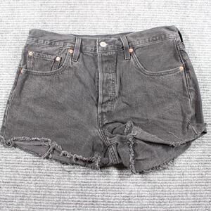 Levi’s Denim Shorts Womens 31 Black Button Fly Raw Hem 501